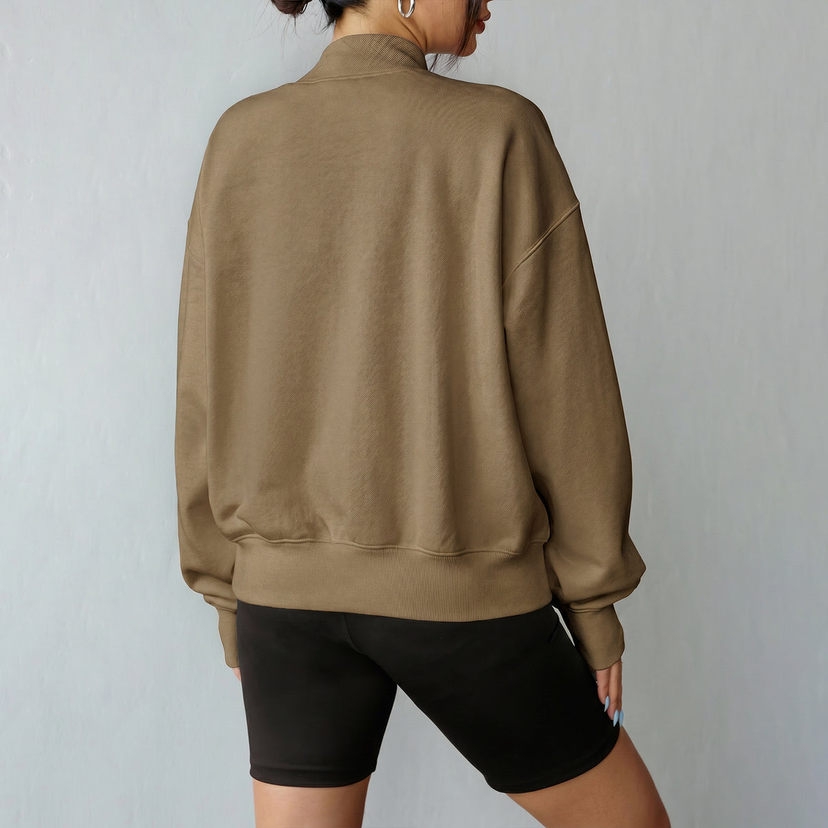 Florboom Women's Cropped Mock Neck Sweatshirt 85% Cotton Relaxed Fit Pullover Fall Top
