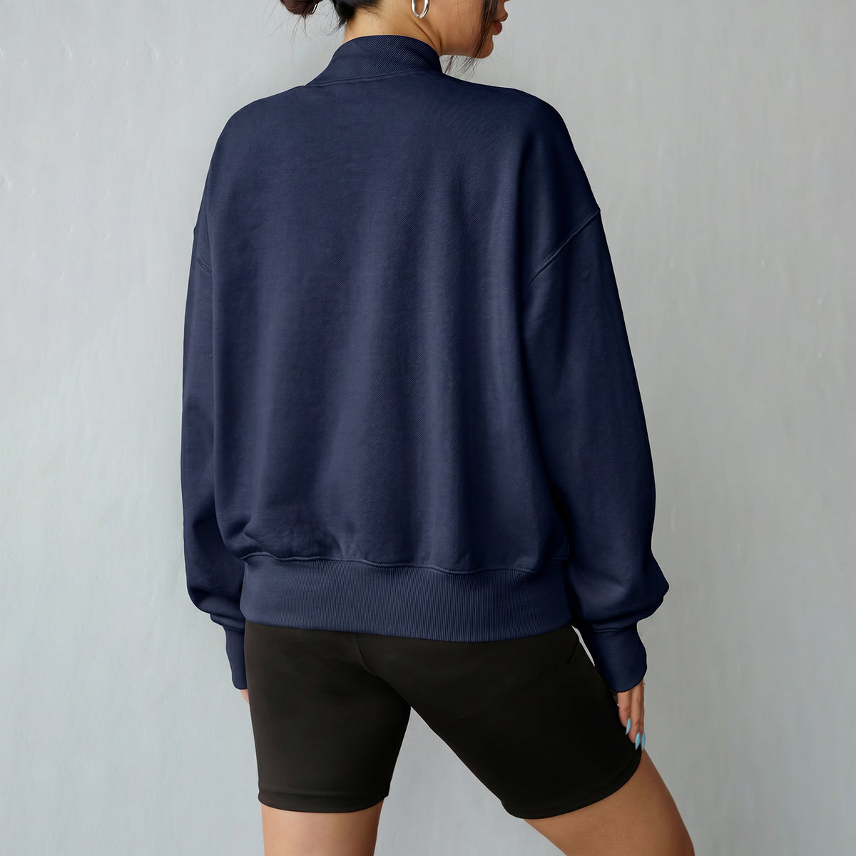 Florboom Women's Cropped Mock Neck Sweatshirt 85% Cotton Relaxed Fit Pullover Fall Top