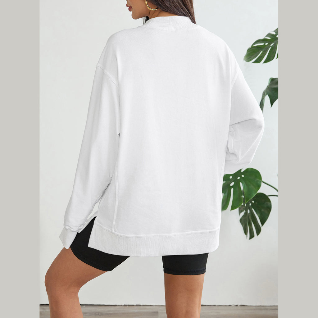 Florboom Women's Cropped Mock Neck Sweatshirt 85% Cotton Relaxed Fit Pullover Fall Top