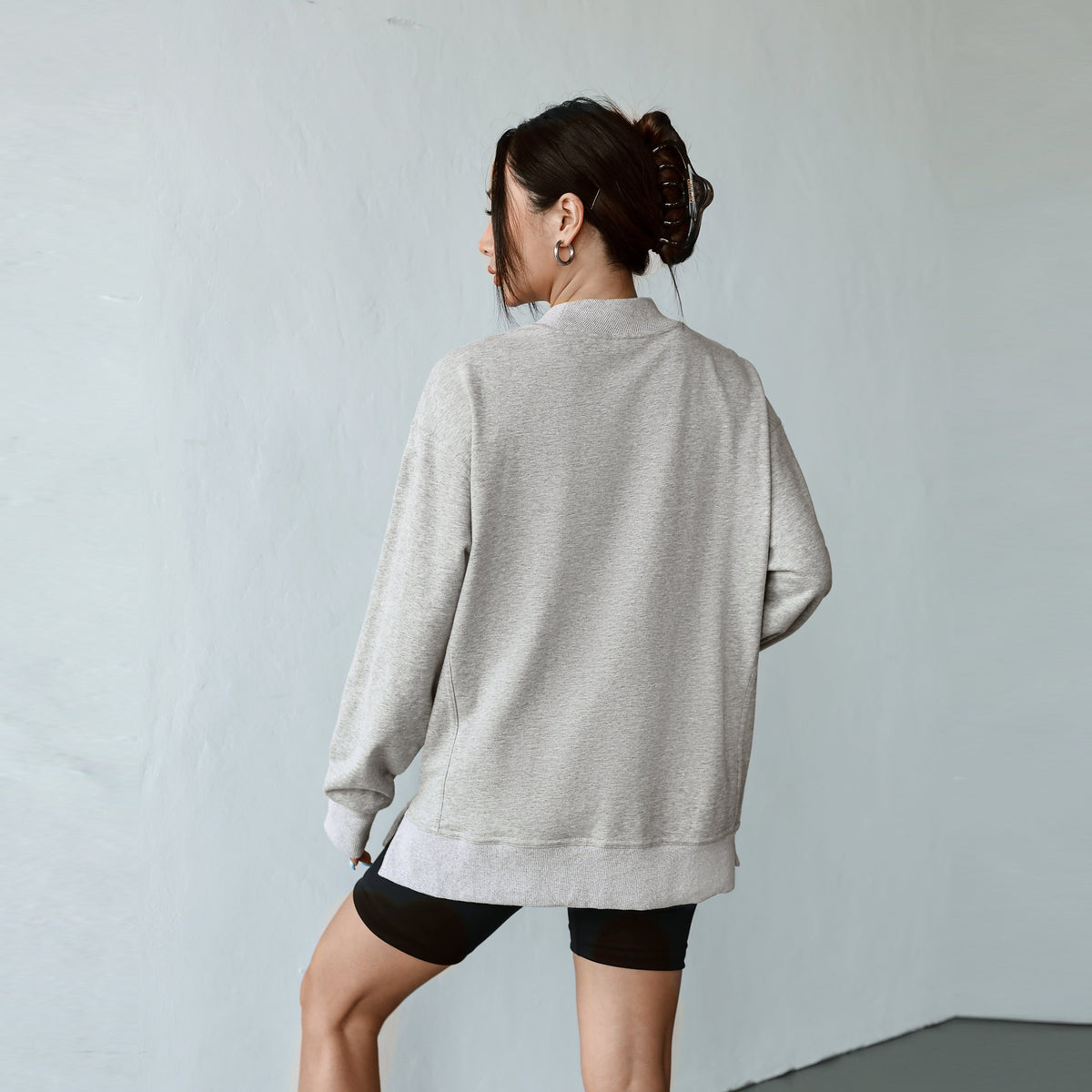 Florboom Women's Long Oversized Sweatshirts Mock Neck Pullover Long Sleeve Side Split Tops with Pocket